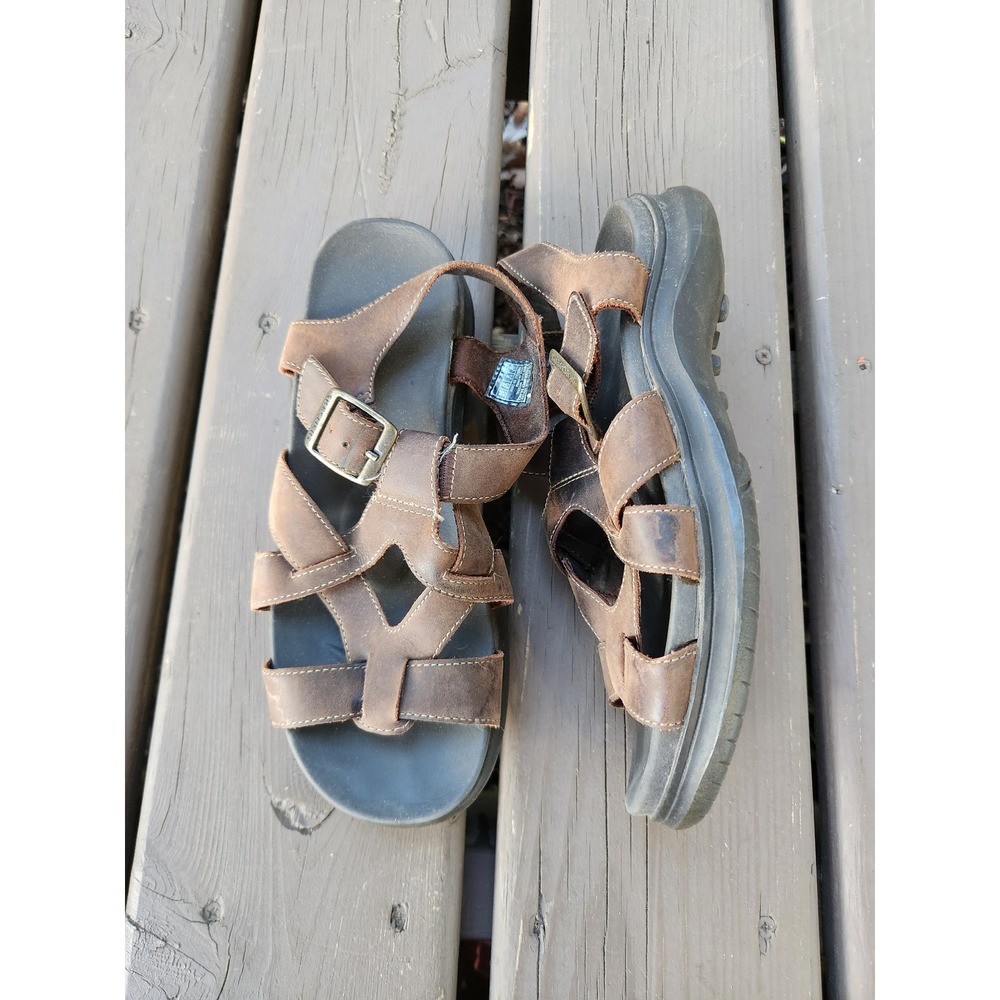 Vintage Y2K Skechers Fisherman Sandals Brown Leather Chunky Platform‎ Buckle 7